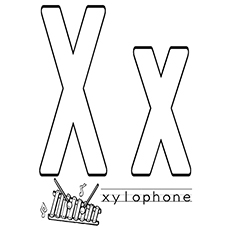 Letter X upper case and lower case coloring page