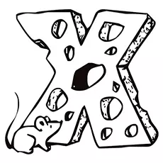 Letter X cheese coloring page
