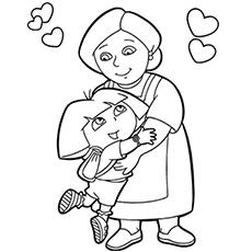 Dora with grandma coloring page