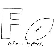 Letter F for football coloring page