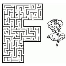 Letter F maze coloring page