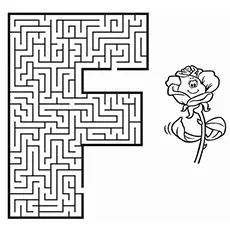 Letter F maze coloring page_image