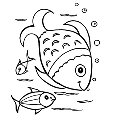 Letter F for fish coloring page