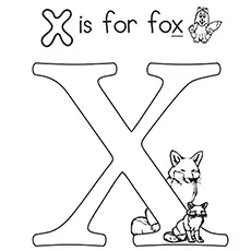 Letter X fox in the wild coloring page