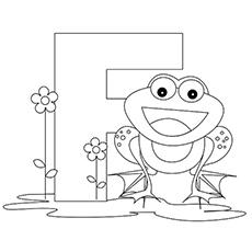 Letter F for frog coloring page