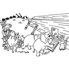 God saves Noah and the ark coloring page