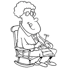Grandma in rocking chair coloring page