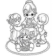 Grandma with cookies coloring page
