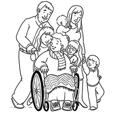 Grandma with family coloring page