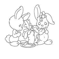Male and female bunny coloring page