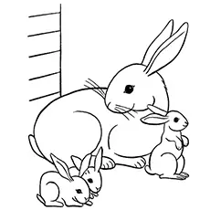Mama bunny with offspring coloring page