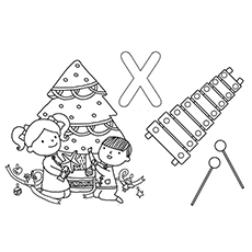 Letter X for xmas coloring page