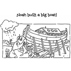 Noah built a big boat for animals coloring page