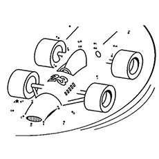 F1 Race Car dot to dot coloring page