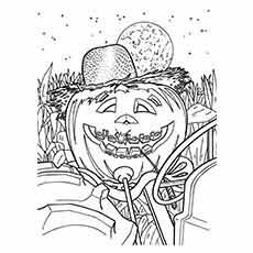 Autumn season pumpkin Fall coloring page