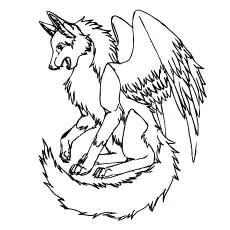 Wolf with wings coloring page