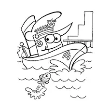 Happy boat coloring page