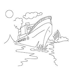 A simple looking ship coloring page