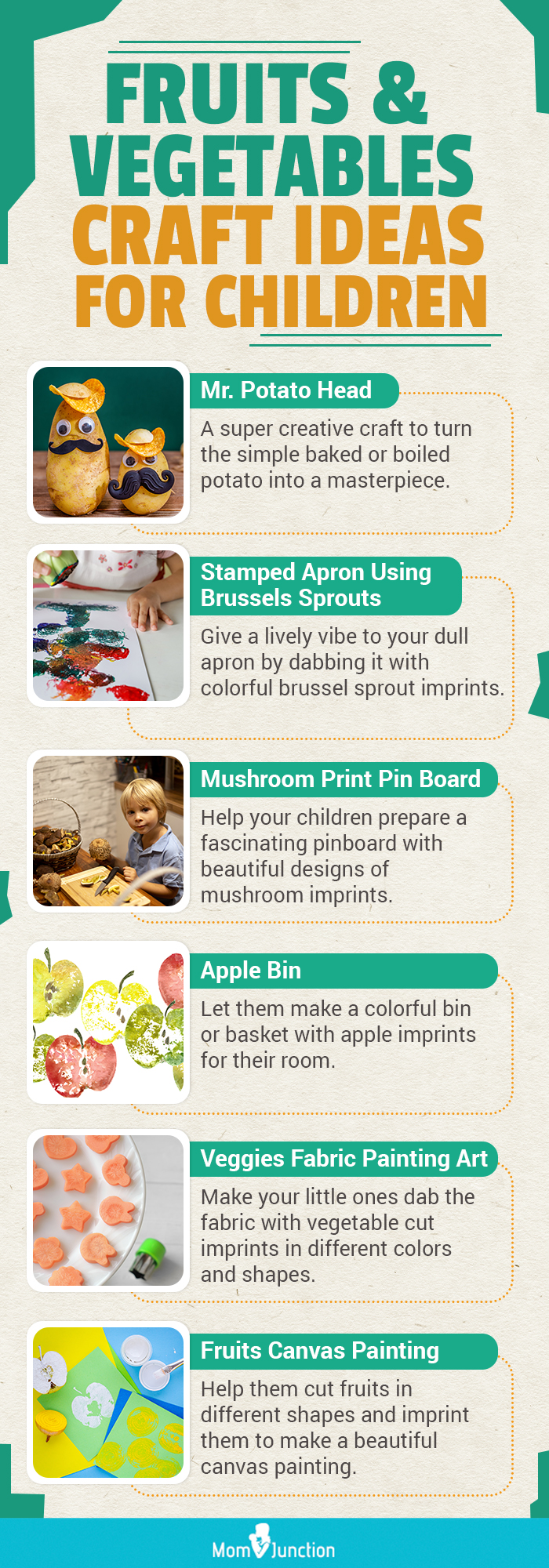 fruits & vegetables craft ideas for children (infographic)