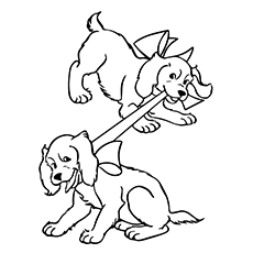 Puppies playing with each other coloring page