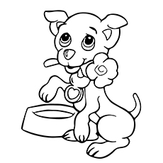 Puppy and flower coloring page