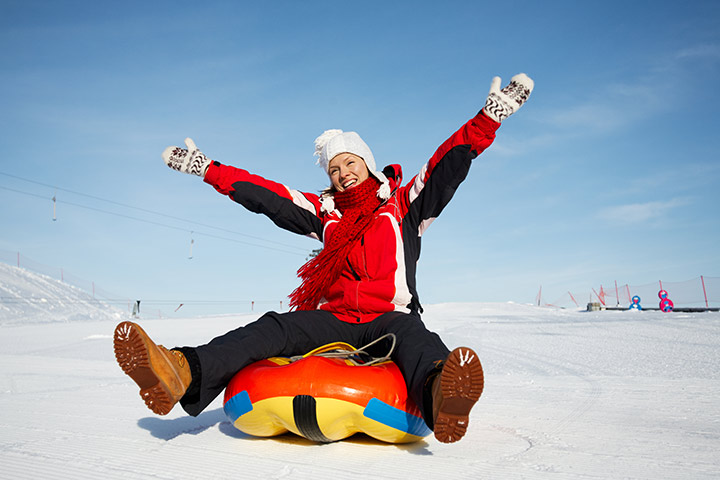 Snow tubing winter activity for teenagers