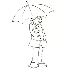 A Man With An Umbrella, weather coloring page