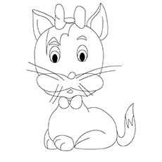 A pretty bow cat coloring page