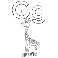 G For Giraffe picture coloring page
