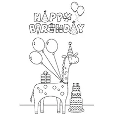 Happy Birthday Giraffe coloring page
