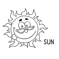 The Happy Sun, weather coloring page