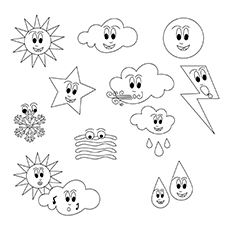 Happy Weather Family, weather coloring page