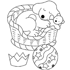 Pup taking a nap coloring page