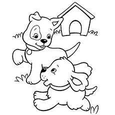 Pups playing coloring page