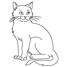 Cat sitting strong coloring page_image