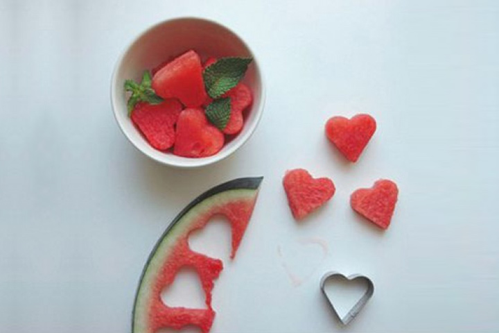 Watermelon hearts, vegetable paintings for kids