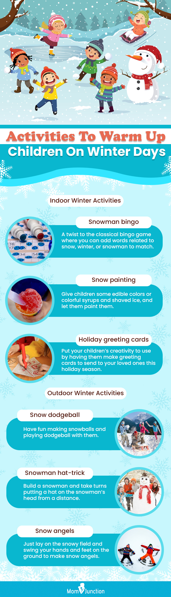 activities for children to warm them up on winter days (infographic)