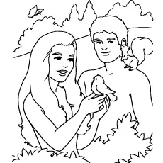 Bible Characters Adam And Eve Coloring Page to Print
