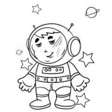 Astronaut and stars coloring page
