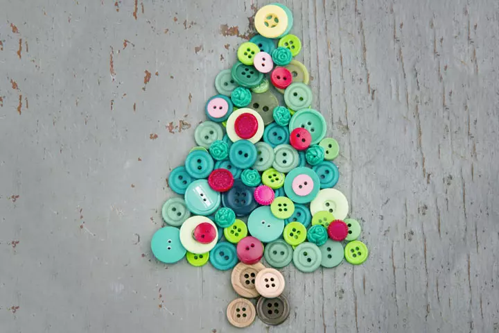 Button tree Christmas activity for toddlers