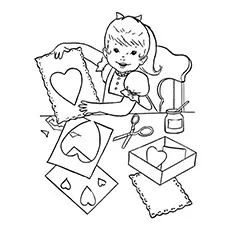 Coloring Page of Child Making Card for Mother