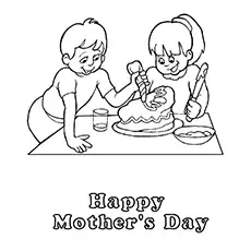 Children Making Cake Coloring Pages