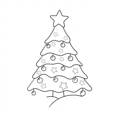 Christmas tree with a star coloring page
