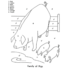 Piglets and mother pig coloring page