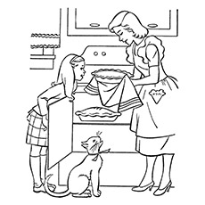 Cooking With Mother Printable to Color
