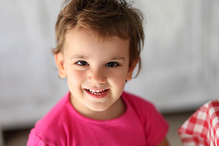 Cropped hair, hoddler girl haircut