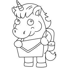 Cute Unicorn Cartoon Going to School Coloring Pages