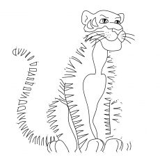 Drawing a dotted tiger coloring page