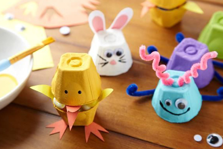 Egg carton easter bunny craft idea for kids