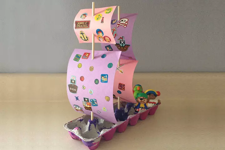 Egg carton pirate ship craft idea for kids
